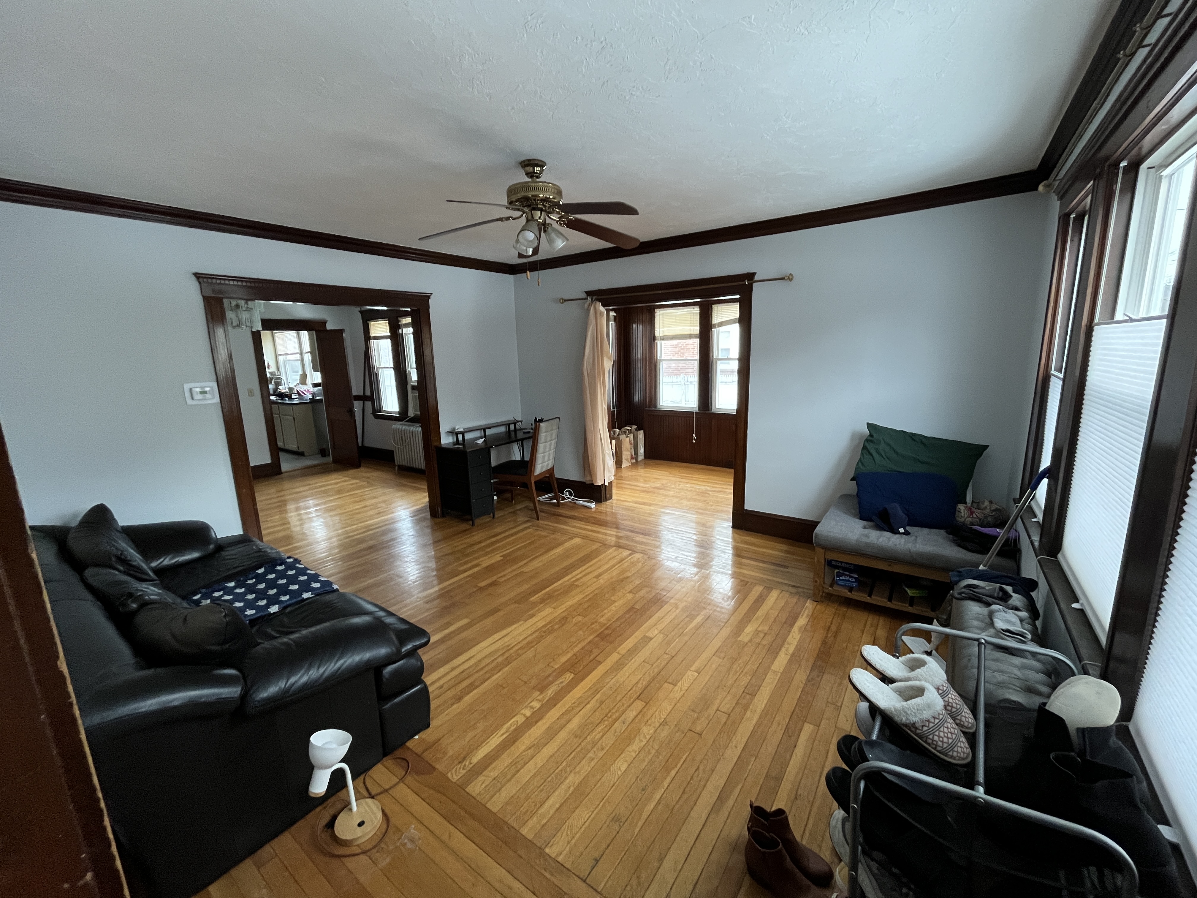 Bright living room and sun room at 75 Claymoss Road
